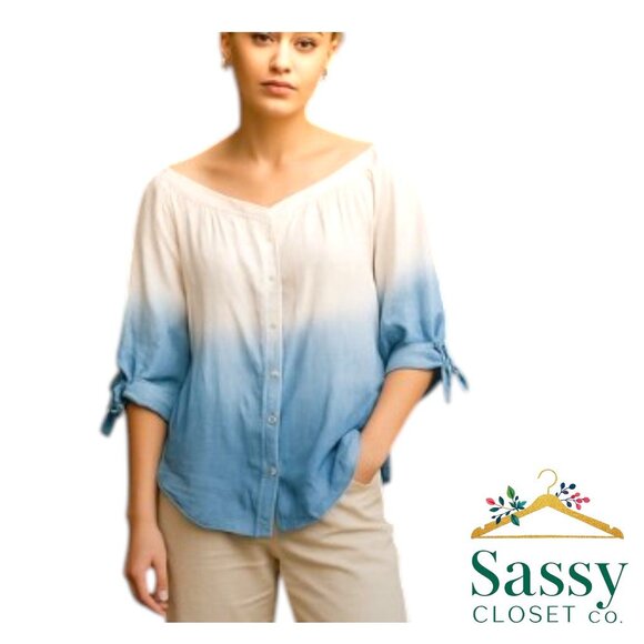 Tie Dye Blouse – BCX Cotton, Wide Neck, Sz M, New with Tags - Picture 1 of 9